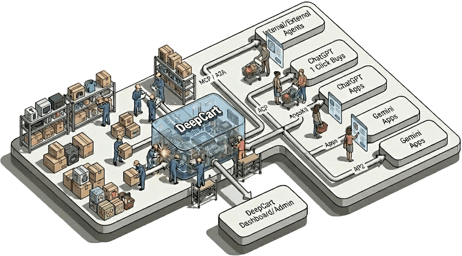 DeepCart Agentic Commerce Platform Diagram